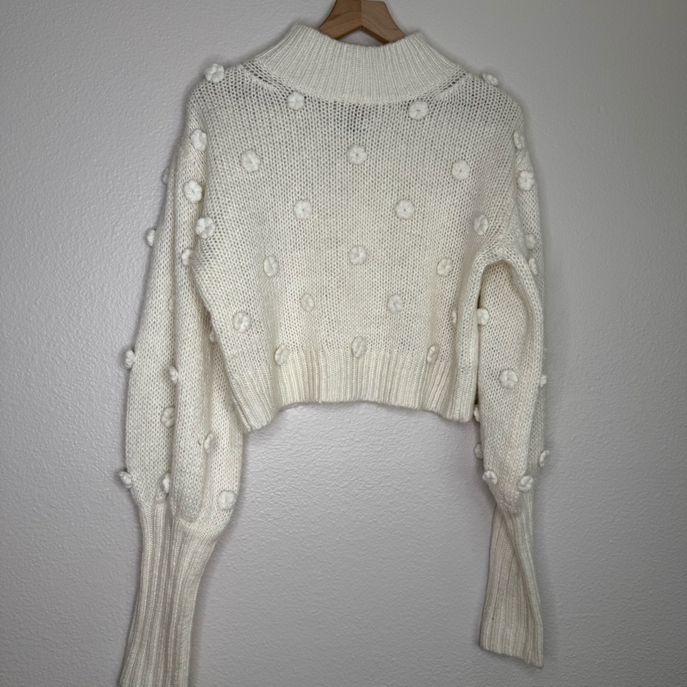 FARM Rio Cowl Neck Sweater with Flower Details in off white, size S - Picture 4 of 9